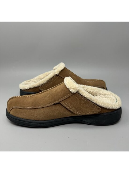 Orthofeet Asheville Slippers Mens Size 9.5D Brown Suede Lined Slip On Shoes main image 4